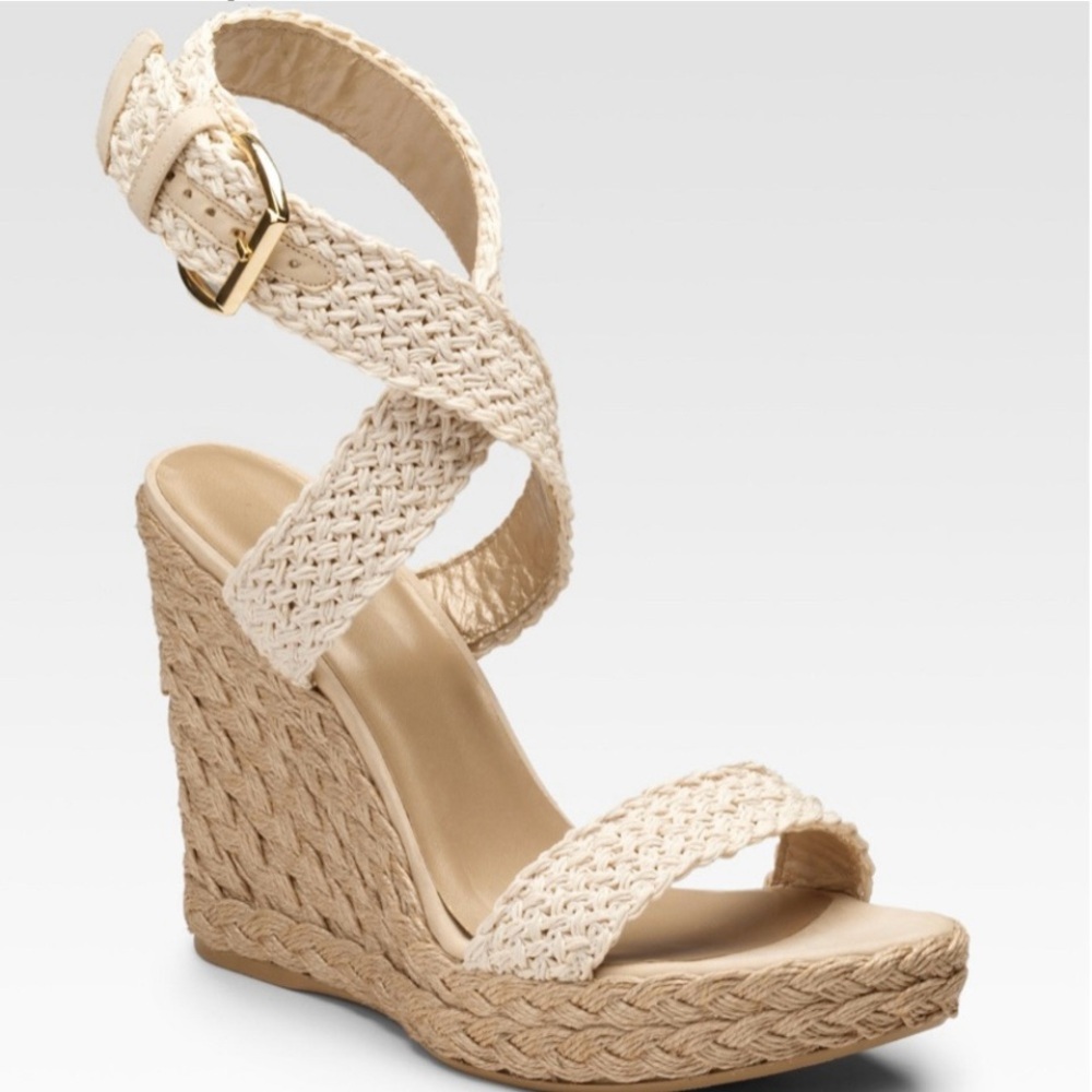 Stuart Weitzman Metallic Braided Platform Espadrilles Size 9